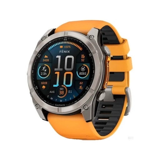 Garmin Fenix 8 51mm Amoled Sapphire Titanium Spark Orange Band