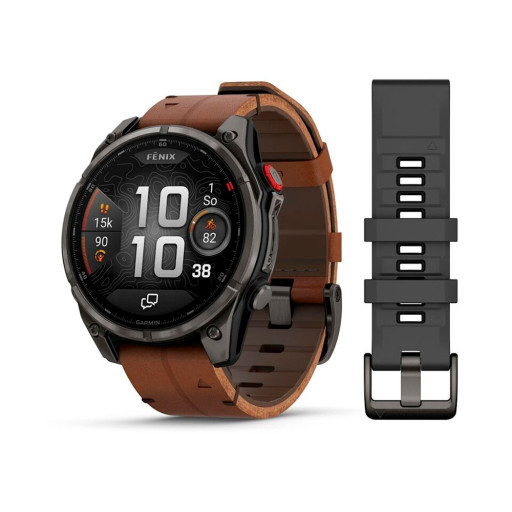 Garmin Fenix 8 Pro 51mm Amoled Sapphire Titanium Carbon Grey Chestnut Leather