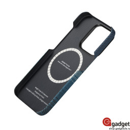 Накладка Pitaka MagEZ Case 4 для iPhone 15 Pro Max черно-синяя фото купить уфа