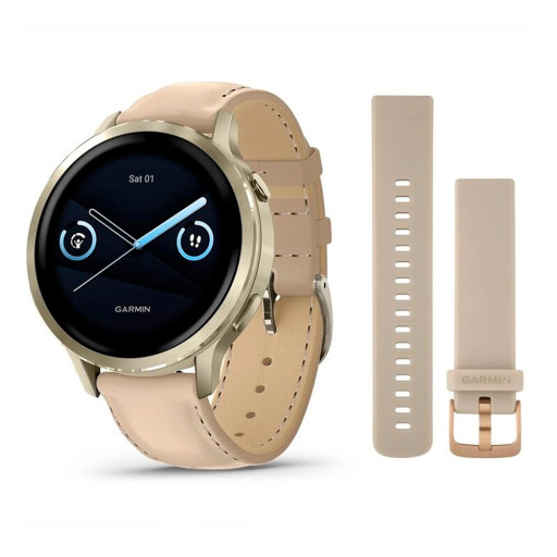 Garmin Venu 4 41mm Lunar Gold Leather
