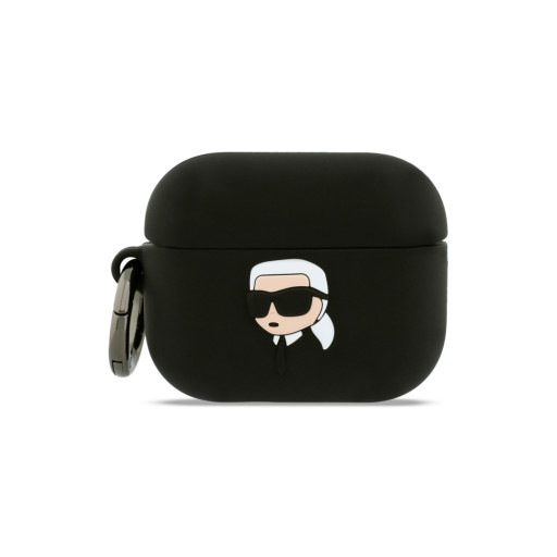 Чехол Lagerfeld для Airpods Pro 3 Silicone case with ring NFT 3D Karl Black