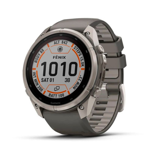 Garmin Fenix 9 Pro 51mm Sapphire Solar Titanium with Pebble Gray/Silver Gray Silicone