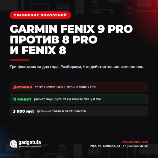 Garmin fenix 9 Pro против 8 Pro и fenix 8: что реально изменилось, а что осталось прежним