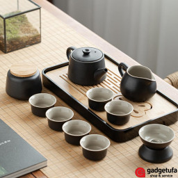 Чайный сервиз Zhexuan Kung Fu Tea Black Pottery Round Pot 12 piece Set фото купить уфа