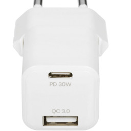 Сетевое зарядное устройство uBear Pulse Dual Wall Charger 30W GaN USB-C, USB-A белое фото купить уфа