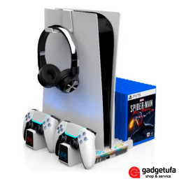 Подставка EpicArma Multifunctional Dock для зарядки и охлаждения PS5 с RGB EA-DZ505-WH фото купить уфа