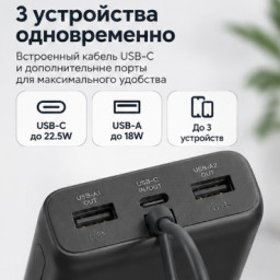 Внешний аккумулятор Mi 22.5W Power Bank With Cable USB-C 20000mAh PB2020MI черный фото купить уфа