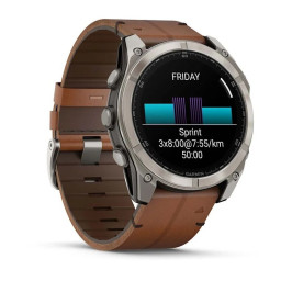 Garmin Fenix 8 51mm Amoled Sapphire Titanium and brown leather strap фото купить уфа
