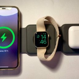 Беспроводное зарядное устройство EnergEA Bazic GoMag Trio PLUS wireless foldable 15W Navy Blue фото купить уфа