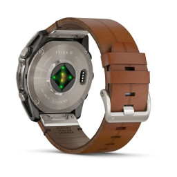 Garmin Fenix 8 51mm Amoled Sapphire Titanium and brown leather strap фото купить уфа