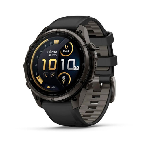 Garmin Fenix 9 Pro 47mm Carbon Gray DLC Titanium with Black/Pebble Gray Silicone Band
