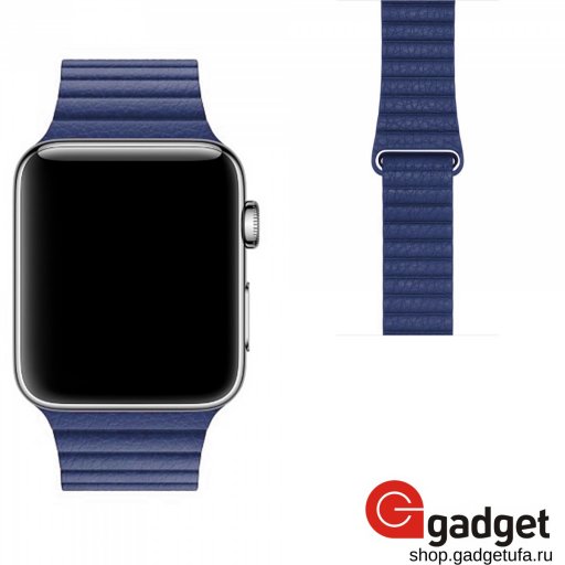 Кожаный ремешок магнитный для Apple watch 42/44mm синий