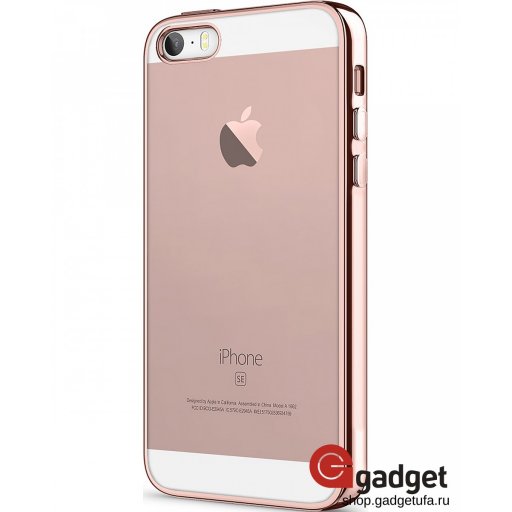 Накладка для iPhone 5/5s/SE силиконовая прозрачная с розовой рамкой