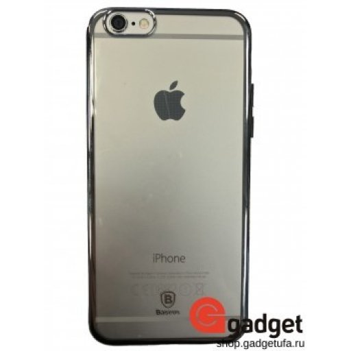 Накладка для iPhone 6/6s силиконовая прозрачная с серебристой рамкой