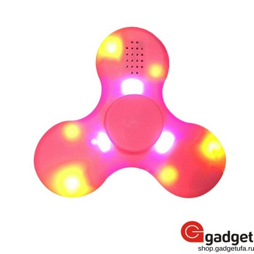 Пластиковый спиннер LED с Bluetooth колонкой розовый